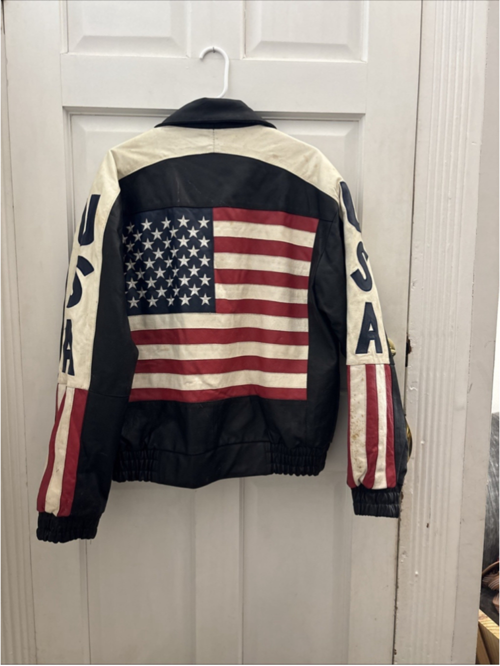 Vintage USA Black Leather Motorcycle Jacket XL Unbranded America 80s 90s
